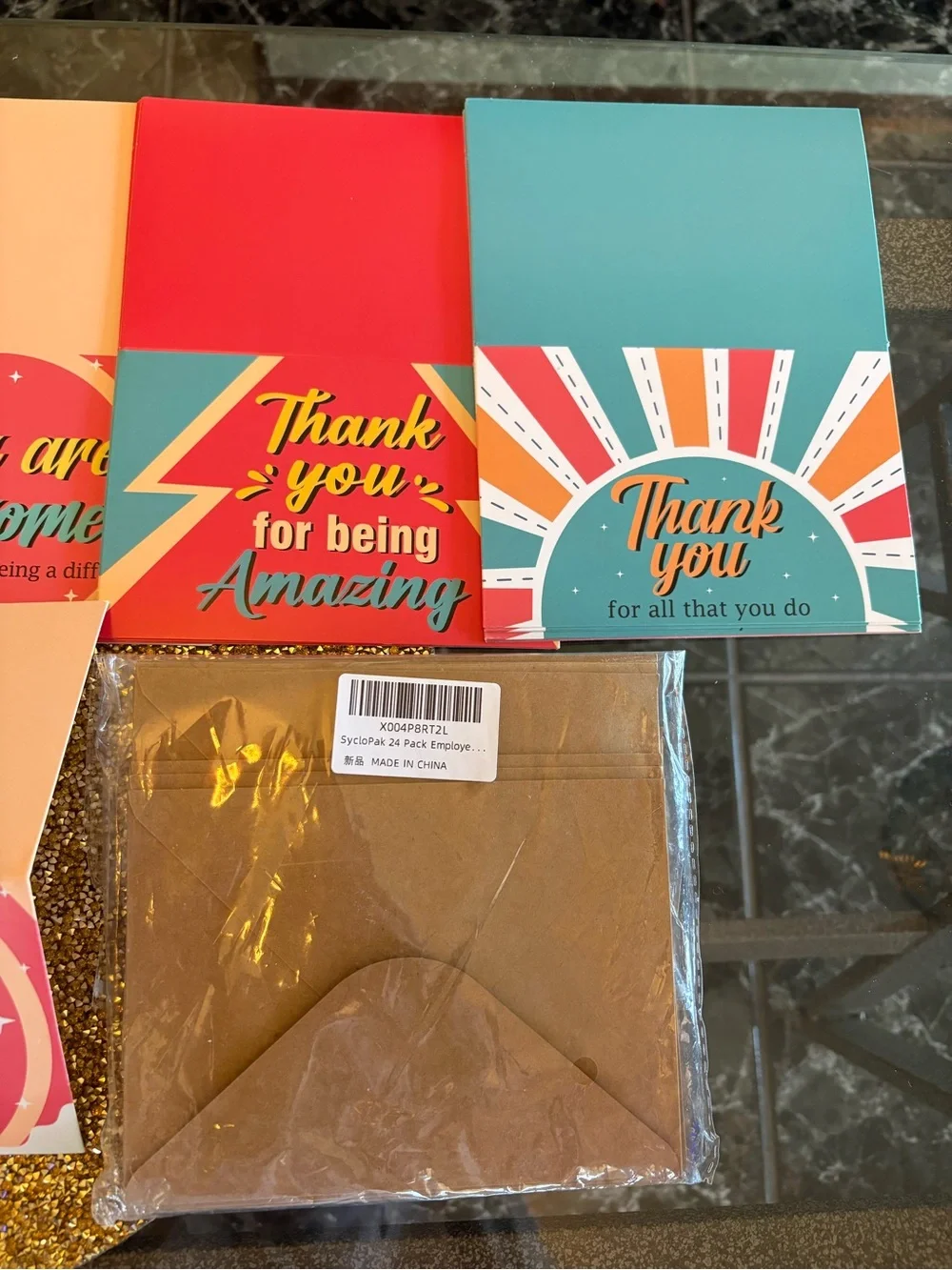 You Are Awesome NWT Thank You Cards Set - Multicolor. Set of 24 cards, envelopes